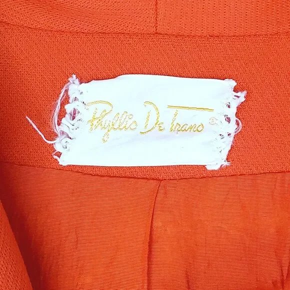 Phyllis De Trano Vintage Orange Blazer Jacket 1960's 70's Retro Womens Clothing - Picture 4 of 13
